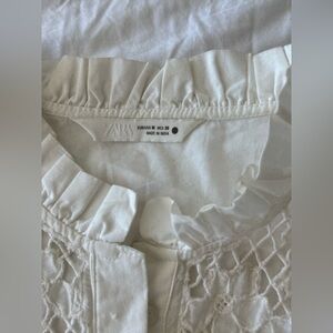 Zara Cream Ruffled Smocked Blouse